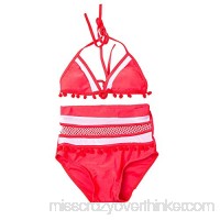 Anshinto Women Bikini Set [2-Piece] Swimsuit [Lace up] Padded Bra Suit Red B0793CFL3C